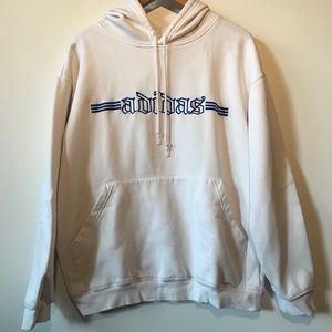Vintage Adidas Embroidered Pull Over Hoodie White